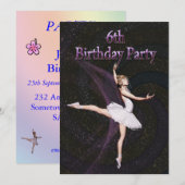 Ballerina 6th Birthday party-uitnodiging Kaart (Voorkant / Achterkant)