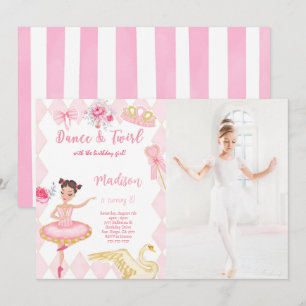 Ballerina 8e verjaardag foto uitnodiging