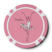 Ballerina aangepaste naam & kleur poker chips (Achterkant)