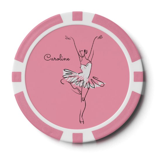 Ballerina aangepaste naam & kleur poker chips (Voorkant)