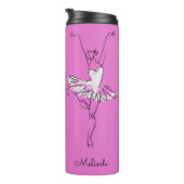 Ballerina aangepaste naam & kleur tumbler thermosbeker (Geroteerd rechts)