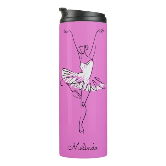 Ballerina aangepaste naam & kleur tumbler thermosbeker (Geroteerd rechts)