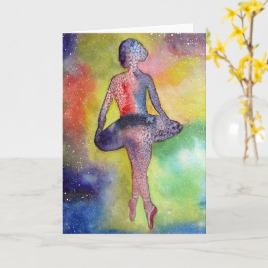 Ballerina abstracte waterverf Wenskaart Kaart (Gele Bloem)
