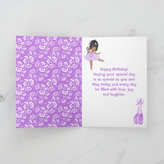Ballerina African American Happy Birthday C Kaart (Binnen)