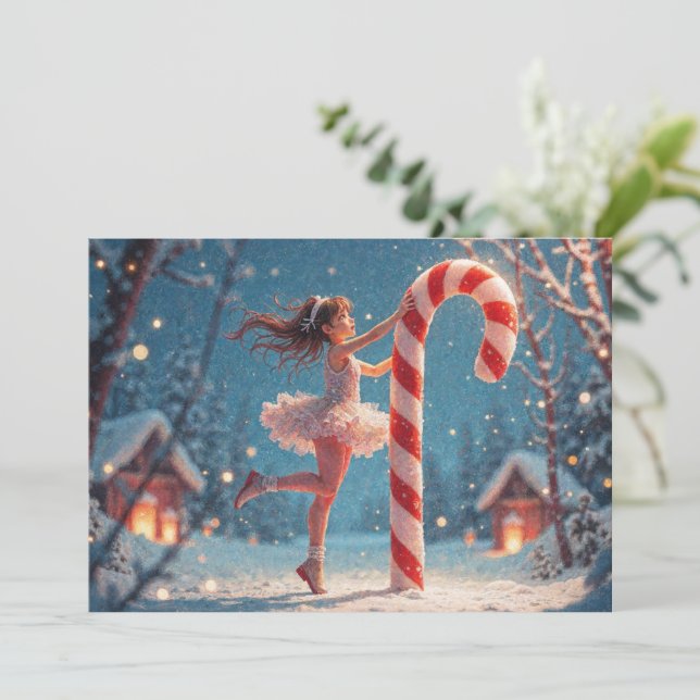 Ballerina Anime Girl & Candy Cane Kerstmis (Staand voorkant)