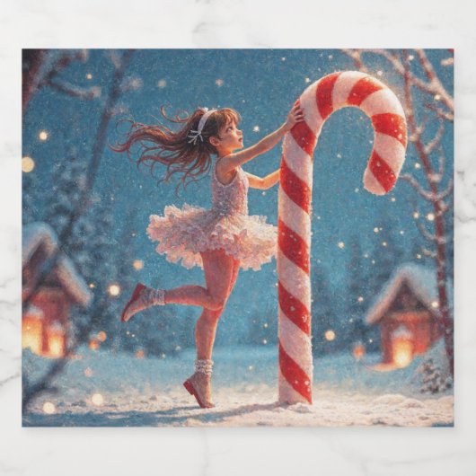 Ballerina Anime Girl & Candy Cane Kerstmis Bier Etiket (Enkel label)