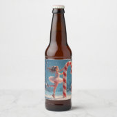 Ballerina Anime Girl & Candy Cane Kerstmis Bier Etiket (Voorkant)