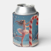 Ballerina Anime Girl & Candy Cane Kerstmis Blikjeskoeler (Blikje Voorkant)