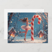 Ballerina Anime Girl & Candy Cane Kerstmis Briefkaart (Voorkant / Achterkant)