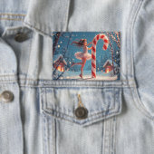 Ballerina Anime Girl & Candy Cane Kerstmis Button (Insitu)