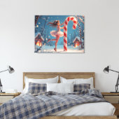 Ballerina Anime Girl & Candy Cane Kerstmis Canvas Afdruk (Insitu (Slaapkamer))