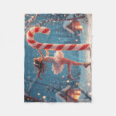 Ballerina Anime Girl & Candy Cane Kerstmis Fleece Deken (Voorkant)