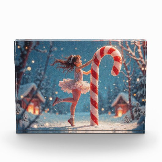 Ballerina Anime Girl & Candy Cane Kerstmis Fotoblokken (Voorkant)