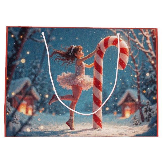 Ballerina Anime Girl & Candy Cane Kerstmis Groot Cadeauzakje (Achterkant)