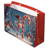 Ballerina Anime Girl & Candy Cane Kerstmis Groot Cadeauzakje (Achterkant Gekanteld)