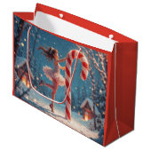 Ballerina Anime Girl & Candy Cane Kerstmis Groot Cadeauzakje (Voorkant Gekanteld)
