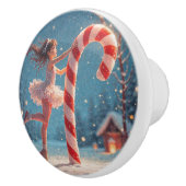 Ballerina Anime Girl & Candy Cane Kerstmis Keramische Knop (Rechts)