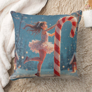 Ballerina Anime Girl & Candy Cane Kerstmis Kussen