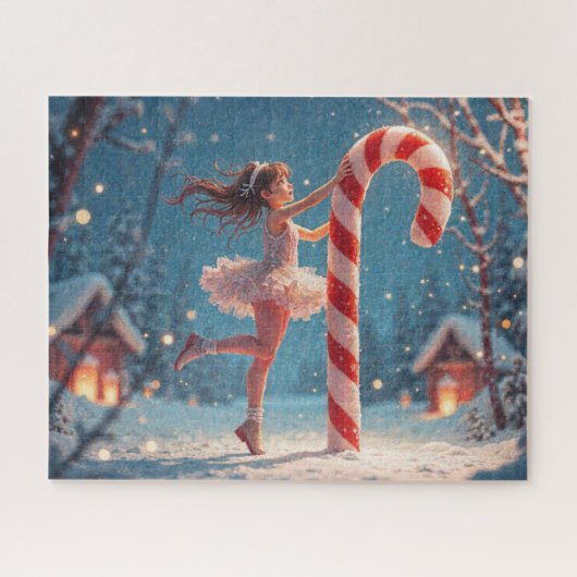 Ballerina Anime Girl & Candy Cane Kerstmis Legpuzzel (Horizontaal)
