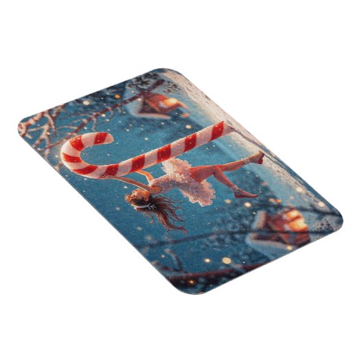 Ballerina Anime Girl & Candy Cane Kerstmis Magneet (Rechterzijde)