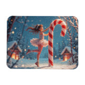 Ballerina Anime Girl & Candy Cane Kerstmis Magneet (Horizontaal)