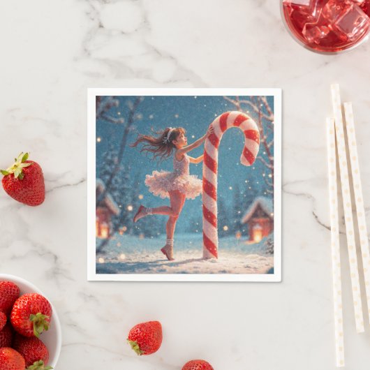 Ballerina Anime Girl & Candy Cane Kerstmis Servet (Insitu)