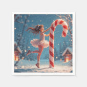 Ballerina Anime Girl & Candy Cane Kerstmis Servet (Voorkant)