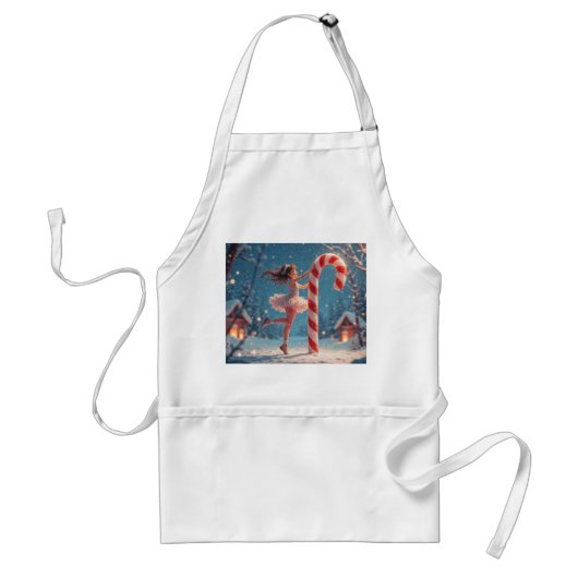Ballerina Anime Girl & Candy Cane Kerstmis Standaard Schort (Voorkant)