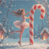 Ballerina Anime Girl & Candy Cane Kerstmis Sticker (Voorkant)