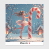 Ballerina Anime Girl & Candy Cane Kerstmis Sticker (Vel)