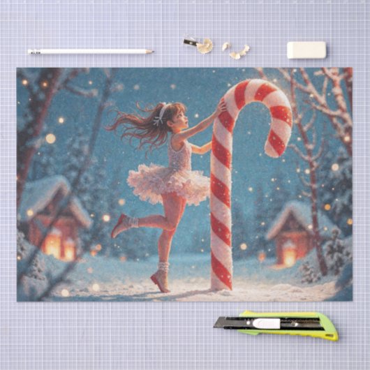 Ballerina Anime Girl & Candy Cane Kerstmis Tissuepapier (Craft)
