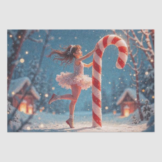 Ballerina Anime Girl & Candy Cane Kerstmis Tissuepapier (Voorkant)