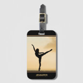 Ballerina Arabesque Sunset Silhouette Persoonlijk Bagagelabel (Voorkant (verticaal))