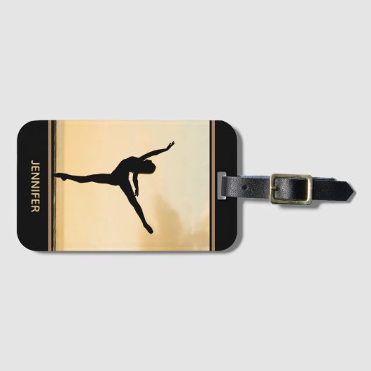 Ballerina Arabesque Sunset Silhouette Persoonlijk Bagagelabel (Voorkant (horizontaal))