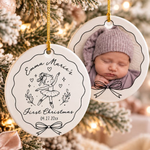 Ballerina Baby Eerste Kerst Foto Meisje Naam Keramisch Ornament