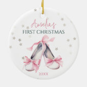 Ballerina Baby Meisje 1e Kerst Keramisch Ornament (Achterkant)