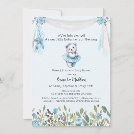 Ballerina Baby Meisje Douche Tutu Elegant Polar Be Kaart (Voorkant)