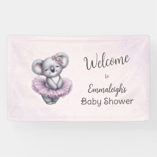 Ballerina Baby Meisje Douche Tutu Koala Welkom Spandoek (Horizontaal)