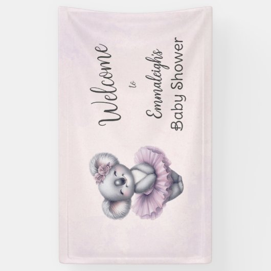 Ballerina Baby Meisje Douche Tutu Koala Welkom Spandoek (Verticaal)