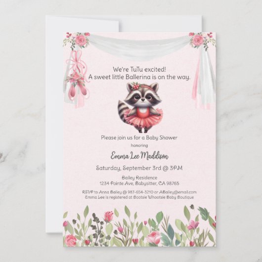 Ballerina Baby Meisje Douche Tutu Opgewonden Wasbe Kaart (Voorkant)