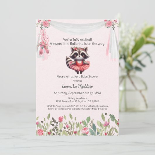 Ballerina Baby Meisje Douche Tutu Opgewonden Wasbe Kaart (Staand voorkant)