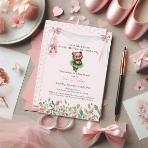 Ballerina Baby Meisje Shower Tutu Opgewonden Teddy Kaart
