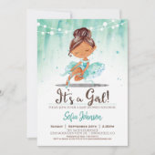 Ballerina Baby shower Girl Mint Invitation Kaart (Voorkant)