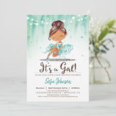Ballerina Baby shower Girl Mint Invitation Kaart (Staand voorkant)