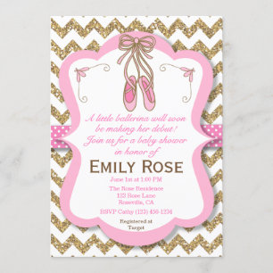 Ballerina Baby shower Invitation - Baby Girl Kaart