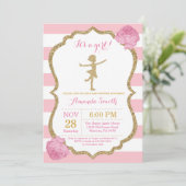 Ballerina Baby shower Roze en Gold Glitter Kaart (Staand voorkant)