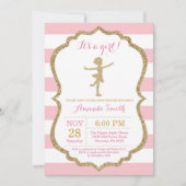 Ballerina Baby shower Roze en Gold Glitter Kaart (Voorkant)