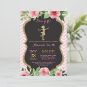 Ballerina Baby shower Roze en Gold Glitter Kaart (Staand voorkant)