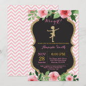 Ballerina Baby shower Roze en Gold Glitter Kaart (Voorkant / Achterkant)