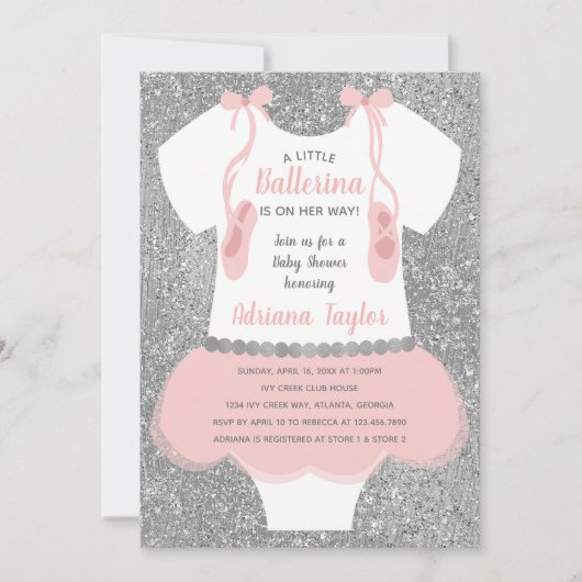 Ballerina Baby shower Uitnodiging (Voorkant)